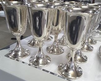 Set of 12 sterling silver goblets