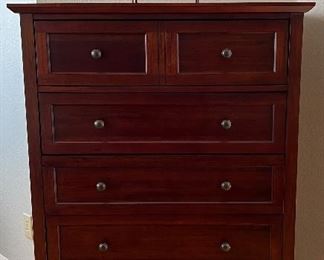 Bedroom Suite: King Bedframe, Dresser w Mirror, Highboy, 2 Nightstands