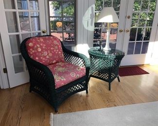 MORE DARK GREEN WICKER SET