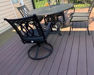 PATIO TABLE AND 4 CHAIRS AND UMBRELLA