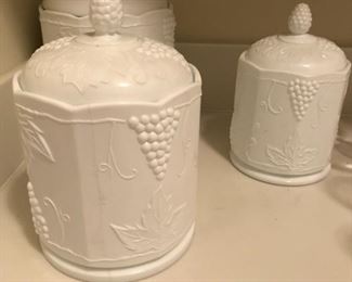 CANISTER SET MILK GLASS