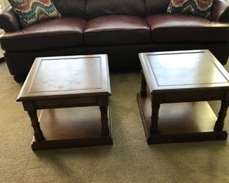 LEATHER SOFA AND SIDE TABLES