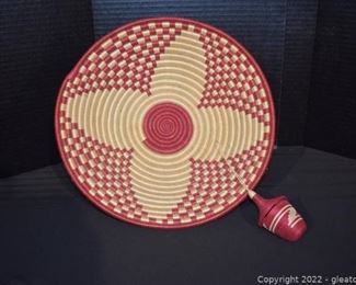 African Rwanda Wall Bowl Basket and Small Rwanda Cathedral Friendship Ornament Basket with Lid