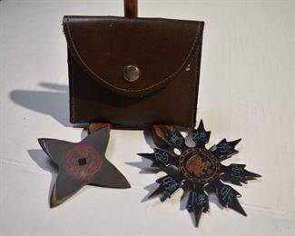 Ninja Weapons 2 Blade Thrower in Leather Belt Sheath