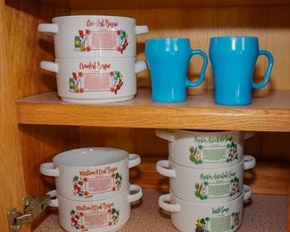 Fire King mugs and some soup bowls