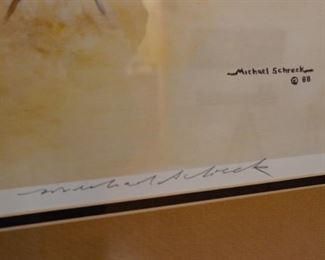 Framed, signed, and numbered art by Michael Schreck
