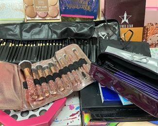 Jeffree Star palettes and make up brush rolls