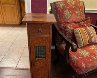 Antique tiger oak smoking cabinet