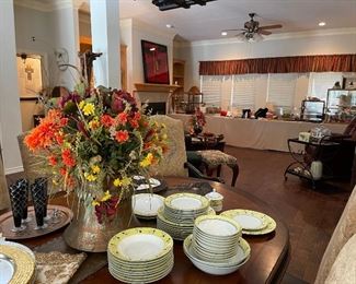 Looking from the dining room into the living room