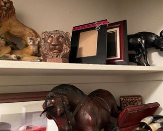 Lion book ends, frames, large horse