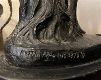 Signature on black sculptures, Austin Prod. Inc.