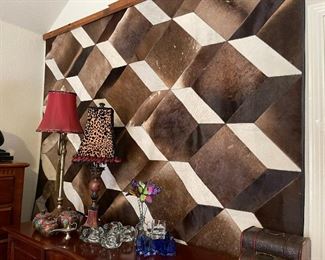 Large leather cow hide wall hanging
