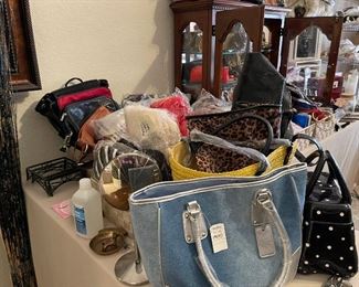 Lots more new hand bags and purses, ceramic purse with black and  white spots 