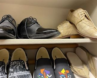 Alligator dress shoes, patent leather dress shoes