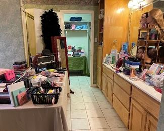 Looking into the master bathroom