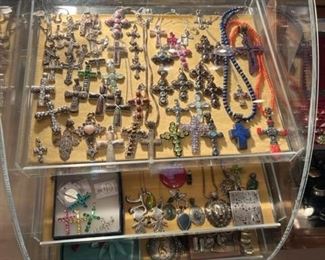 Wonderful selection of sterling crosses, pendants, and gentleman's jewelry