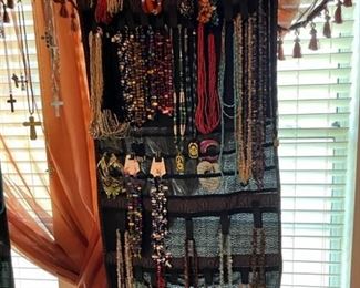 Costume jewelry including natural stones, great large costume earrings