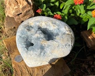 Large Heart Shaped Blue Celestite Geode