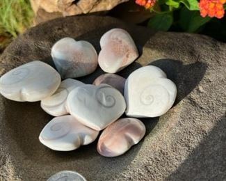 Hand Carved Heart Shaped Fossil Shells