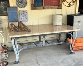A really nice Granite Top Table! Bring large friends and a dolly!
