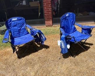These Coleman brand chairs appear to be new also. They have a four can cooler built into the left armrest!