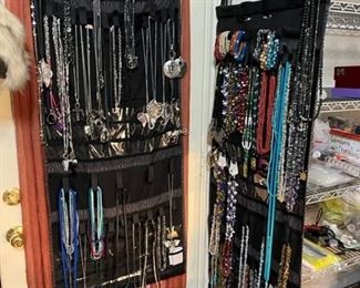 We moved the hanging costume jewelry displays for better viewing 