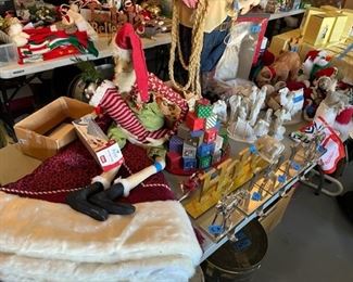 We have about 5 or 6 tables of Christmas decorations!