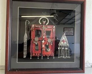 Lot 3
Vintage framed Bedouin ceremonial face mask and jewelry!! Rare