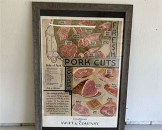 Lot 19
Large vintage framed butchers meat cut poster