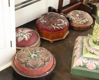 Antique bead work foot stools