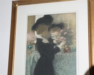 Manuel Robbe ""Femmes Au Pivoines" aquatint