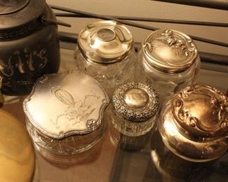Sterling top vanity jars