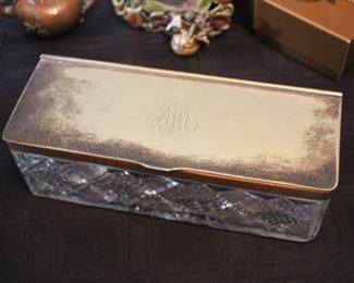 Vtg Benson & Hedges crystal & silverplate cigarette box