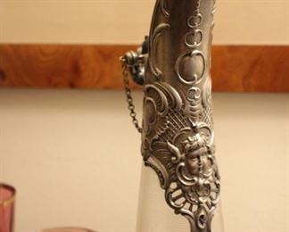 Glass & silver plate wine ewer
