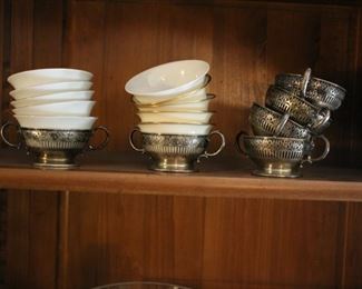 Sterling & porcelain cups