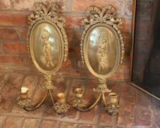 Pair bronze sconces