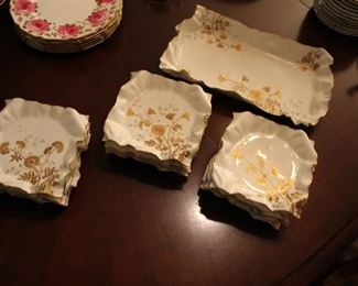 Limoges Jean Pouyat handkerchief plate set, 13 pc