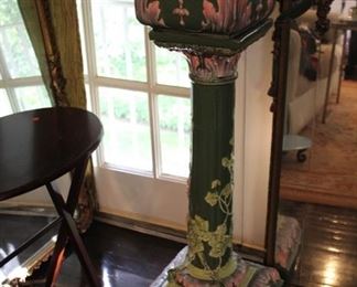 Majolica planter on pedestal