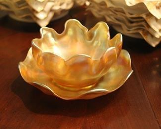 Tiffany favrile finger tip bowl & plate