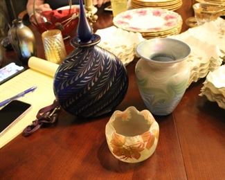 Correia large bottle with stopper; Vandermark vase