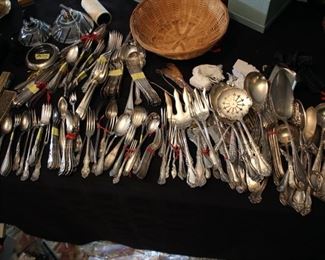 Lot of fancy silver plate flatware