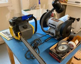 Chain saw and Bench Grinder