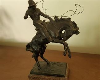 "Cowboy on Horse" Bronze by Carl Kauba