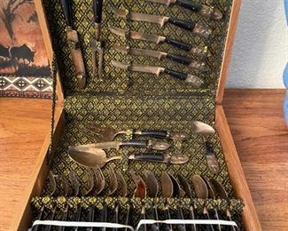 MCM Buddha Brass/Bronze and wood utensil set from Thailand