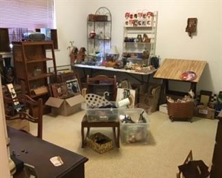 Display cabinet , rocker, lots of small misc