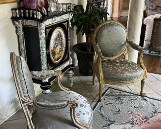 Pair of fine late 19th C French fauteuils with original horse hair and web construction…appraised at $12,000