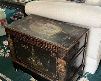 Stunning Black & Gold Lacquer Chest on Stand Circa 1810