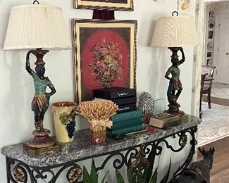 Custom gilt iron console 