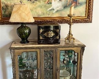 A fine Napoleonic era marble top vitrine