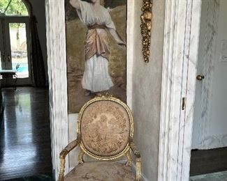 Early 1890s mounted hand painted canvases…French 